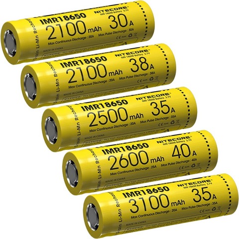 NITECORE-batería recargable IMR18650, 3,7 V, protección de iones de litio, 2100/2500/2600/3100mAh, 30A/35A/38A/40A, alta calidad, 1 unidad/parte superior plana, nueva ► Foto 1/6