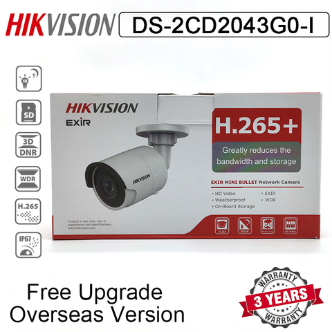 Hikvision DS-2CD2043G0-I cámara de red tipo bala POE 4MP IR H.265 + ranura para tarjeta SD IR 30m IP67 reemplazar DS-2CD2042WD-I cámara IP ► Foto 1/6
