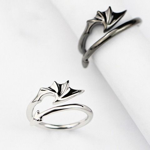 Anillos de acero inoxidable esmaltados a la moda para parejas, anillos románticos de alas de Ángel y Diablo, anillos de compromiso para boda - Historial de precios y | de