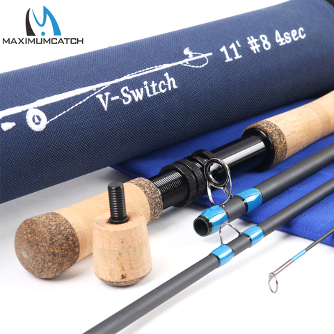 Maximumcatch interruptor Fly Rod 10'6''/10'9''/11/11'6'' 4-9 WT con conmutable luchando traseros con cordura tubo volar caña de pescar ► Foto 1/6