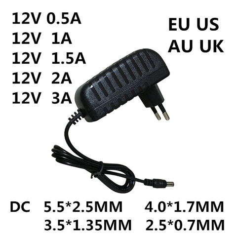 1 piezas AC 100-240V DC 12 V 0.5A 0.8A 1A 1.5A 2A 3A convertidor de cargador de adaptador de corriente fuente de alimentación de 12 V voltios para tiras de luz LED EVD ► Foto 1/4