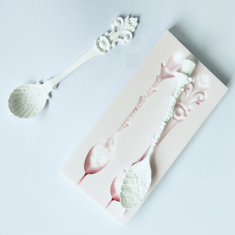 Cuchara forma Fondant pastel de silicona molde Cookie helado moldes galletas Candy Chocolate molde de hornear pastel decoración herramientas Aouke ► Foto 1/5