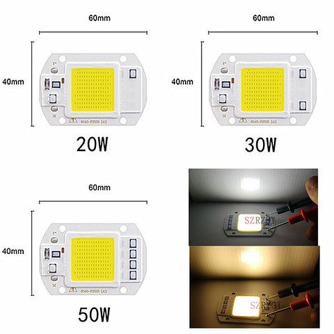 LED COB Chip 110V 220V 9W 10W 20W 30W 50W llevó la lámpara de bulbo de entrada inteligente IC reflector de la luz de inundación ► Foto 1/3