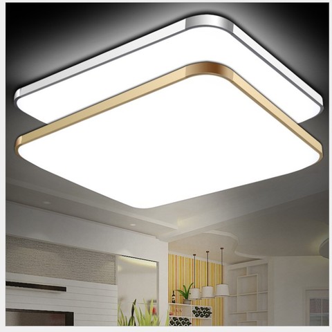 Luz de techo LED minimalismo moderno de alta luminosidad rectangular remoto control ajustable ultra-fino caramelo color lámpara de techo ► Foto 1/6