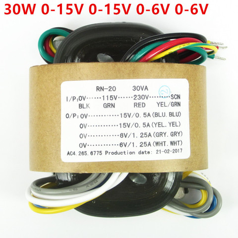 Transformador de núcleo R, fuente de alimentación de 30W, 15V x 2 + 6V x 2, 115V/230V para dac as es9018 9028 9038, preamplificador, envío gratis ► Foto 1/3