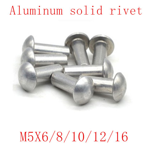 Remache de aluminio sólido redondo de 5mm, M5 X 6/8/10/12/16/20, remache de aleación de aluminio con conector automático, 50 Uds. ► Foto 1/1