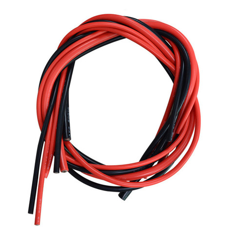 Cable de silicona Flexible para labio de control remoto, Cable de silicona Flexible de 1 metro, rojo + 1m, Color negro, 10AWG, 12AWG, 14AWG, 16 AWG, 18AWG, 20AW, 22AWG, 24AWG ► Foto 1/5