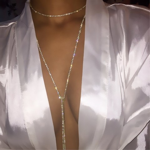 NK121 americana europea de moda salvaje de diamantes de imitación de cristal Bling Collar para mujeres Ajuste libre de collar de la joyería ► Foto 1/6