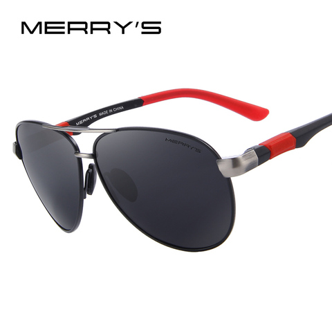 MERRYS diseño hombres clásico piloto gafas de sol polarizadas HD gafas de sol para la conducción de la aviación Marco de aleación de primavera piernas UV400 S8404 ► Foto 1/6