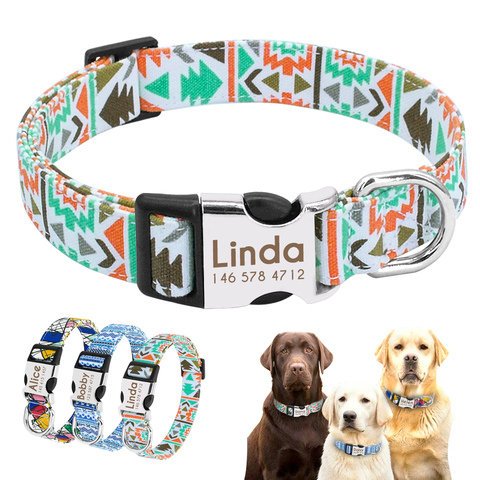 Collar de perro pequeño personalizado de nailon Collar de perro pequeño Chihuahua Collar de cachorro Grabar ID de nombre para mascota pequeño mediano grande ► Foto 1/6