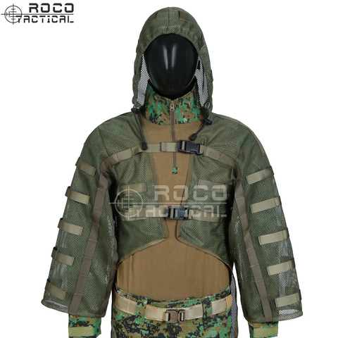 Sniper Tog-traje Ghillie para hidratación, Compatible con abrigos de francotirador transpirables, Viper Hood, verde/negro del ejército ► Foto 1/6
