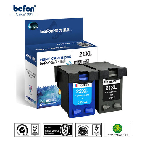 Befon 21 22 XL Compatible con reemplazo de cartucho de tinta para HP 21 22 21XL 22XL HP21 Deskjet serie F2180 F2280 F4180 F2200 F380 impresora 380 ► Foto 1/6