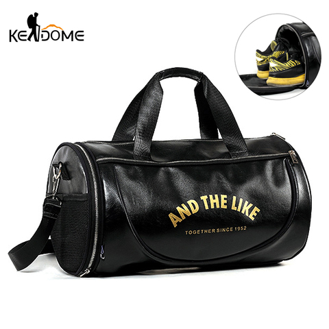 Gimnasio para hombres, bolsa De cuero De la PU bolsas rayas entrenamiento De baloncesto De Fitness Tas De equipaje De viaje Bolso saco De deporte para las mujeres Yoga XA571WD ► Foto 1/1