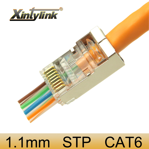 Conector de cable ethernet xintylink EZ rj45, conector cat6 cat5e cat 6 rg rj 45, conector de red stp 8P8C cat5 blindado, 50/100 Uds ► Foto 1/6