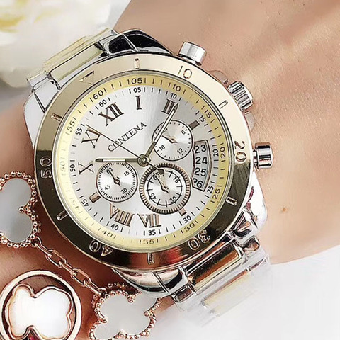 Geneva-relojes para mujer, famosa marca de lujo, de oro, de cuarzo, informal, 2022 ► Foto 1/6