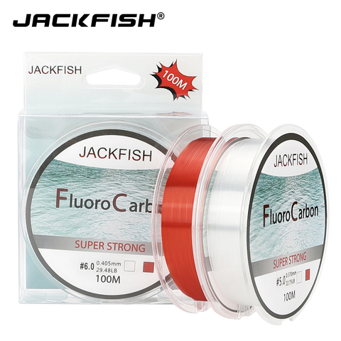 JACKFISH 100M línea de pesca de fluorocarbono rojo/claro dos colores 4-32LB fibra de carbono Leader Line mosca línea de pesca ► Foto 1/6