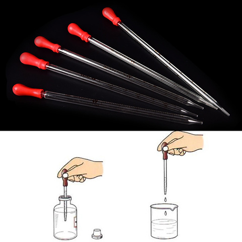 Pipeta de cristal con bombilla de goma, 0,5 ml, 1ml, 2ml, 3ml, 5ml, cuentagotas para química de laboratorio, suministros de laboratorio dispensadores ► Foto 1/1