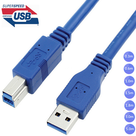 USB 3,0 A macho A USB 3,0 tipo B hombre BM USB3.0 Cable 0,3 m 0,6 m 1m 1,5 m 1,8 m 3m 5m 1ft 2ft 3ft 5ft 6ft 10ft 30cm 1 3 5 metros ► Foto 1/4