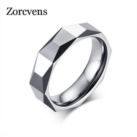 ZORCVENS-Anillo de boda de carburo de tungsteno para hombre, sortija de 5,5mm, corte ancho, facetado, geométrico, joyería masculina ► Foto 1/6