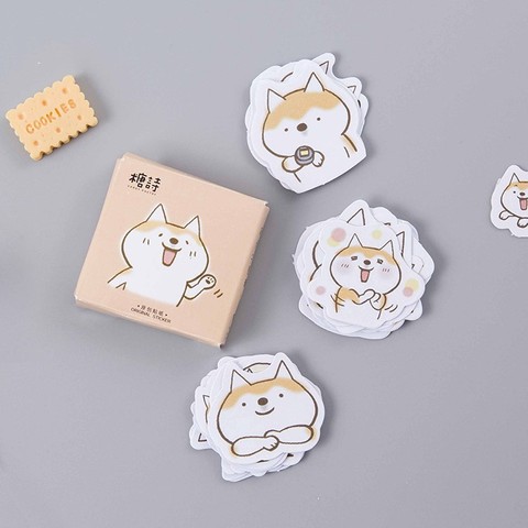 Lote de 45 unidades de pegatinas decorativas Diy con diseño de perros, pegatinas Kawaii para diario, material adhesivo para Scrapbooking, suministros escolares de papelería Escolar ► Foto 1/5