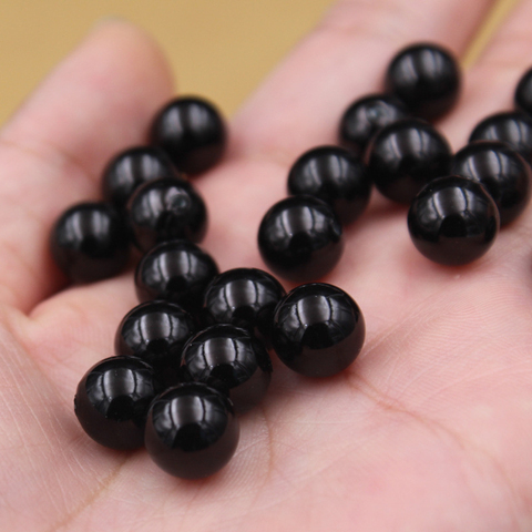 Cuentas de perlas de imitación de Color negro ABS de 3-20mm, cuentas redondas de acrílico para fabricación de joyas, collares, pulseras, bricolaje, venta al por mayor ► Foto 1/6