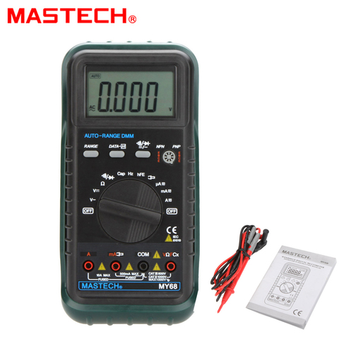 MASTECH-multímetro Digital de corriente de voltaje, medidor de frecuencia de capacitancia de ohmios, CC y CA, manual/automático, LCD, MY68 ► Foto 1/6