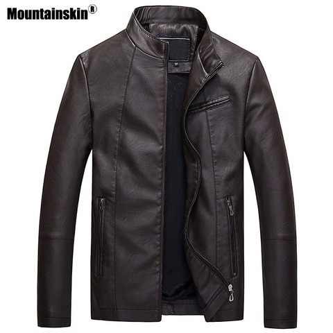 Chaquetas de cuero para hombre de piel de montaña abrigos gruesos de otoño invierno de terciopelo para hombre chaqueta de motociclista chaqueta de abrigo para hombre SA592 ► Foto 1/6