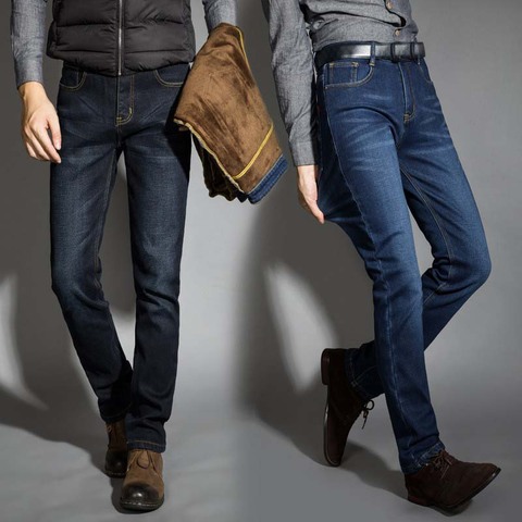 2022 nuevos hombres actividades caliente vaqueros alta calidad marca famosa Otoño Invierno Jeans caliente flocado cálido suave de los hombres pantalones vaqueros ► Foto 1/2