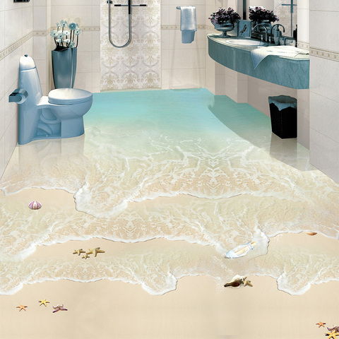 Papel pintado fotográfico 3D de olas de mar para decoración del hogar, vinilo autoadhesivo con diseño moderno y Simple, para suelo, murales, resistente al agua ► Foto 1/6