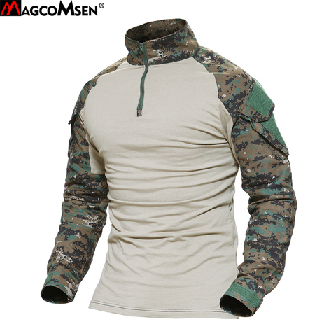 MAGCOMSEN hombre Multicam camisetas camuflaje ejército combate táctico T camisa militar de los hombres Camiseta de manga larga caza camisetas AG-FED -22 ► Foto 1/6