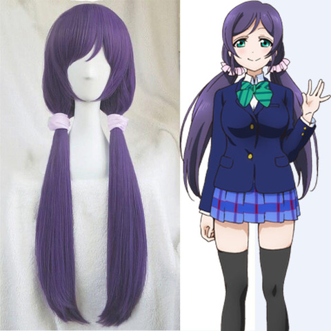 LoveLive-Anime de alta calidad Love Live-pelucas de pelo largo sintético para Halloween, Cosplay de Nozomi Tojo, peluca de disfraz de color púrpura + diademas rosas ► Foto 1/3