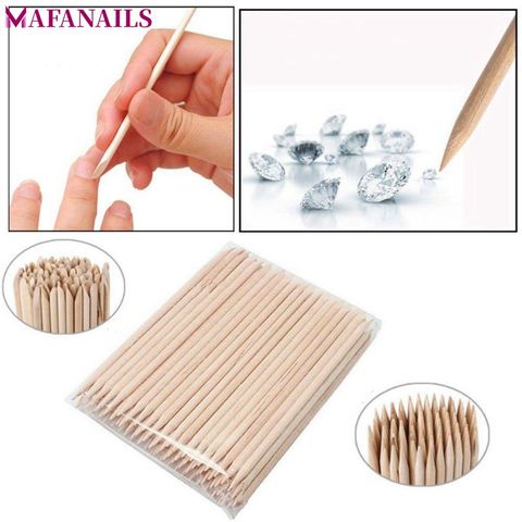 1 paquete de 100 Uds naranja de madera de 2 Utilizar uñas decoración de cutículas empujador removedor de pedicura palitos de manicura herramienta TRP09 (11,5 cm de largo) ► Foto 1/6