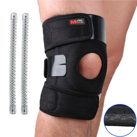 2017 Mumian Deportes Pata de Apoyo de Rodilla Ajustable Brace Wrap Protector Pads Cap Patella Guardia de Manga 2 Barras de Resorte, uno tamaño, negro ► Foto 1/6