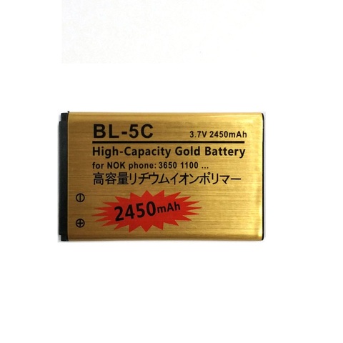 Batería BL5C de BL-5C dorada de 2450mAh, para Nokia 1000/1010/1100/1108/1110/1111/1112/1116/2730/BL-5CA ► Foto 1/2