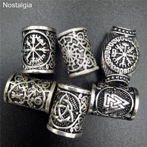 1 Uds runas vikingas Valknut Vegvisir escandinavo Odin amuleto pagano Trinity cuentas abalorios DIY pulsera joyería ► Foto 1/6