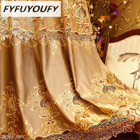 Fyfuyoufy lujo Europea elegancia Bordado cortina para salón francés ventana sombreado cortina de tela ventana ► Foto 1/6