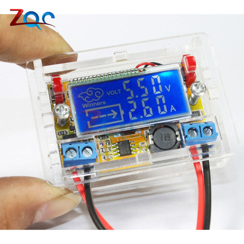 Módulo de alimentación reductor ajustable DC-DC 5-23V a 0-16,5 V 3A pantalla LCD de corriente de voltaje regulador reductor + funda ► Foto 1/6