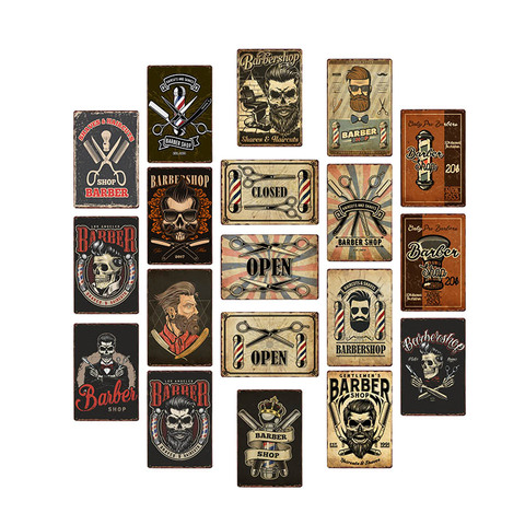 Hohappyme-carteles de Metal para barbería, placa Retro Para Bar, Pub, corte de pelo y afeitado, placas de hierro para Barba, 20x30 cm ► Foto 1/6