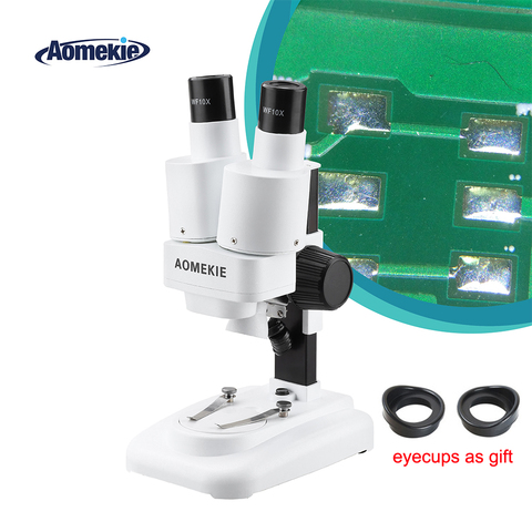 AOMEKIE-Microscopio Binocular estéreo 20X con LED para soldadura PCB, reparación de teléfonos móviles, observación Mineral, Microscopio ► Foto 1/6