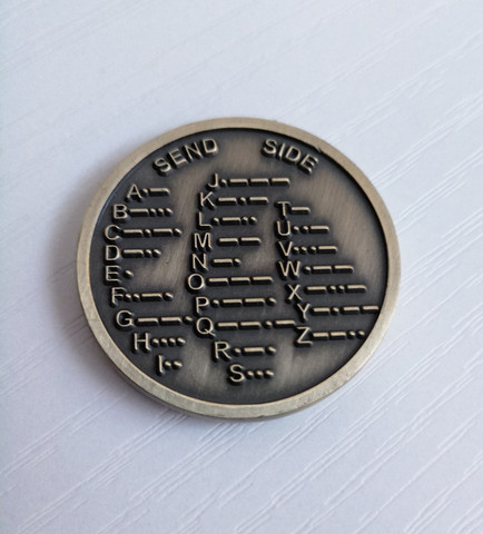 Tabla decodificadora de código Morse CW, moneda medalla, moneda conmemorativa de regalo, 1 ud. ► Foto 1/2