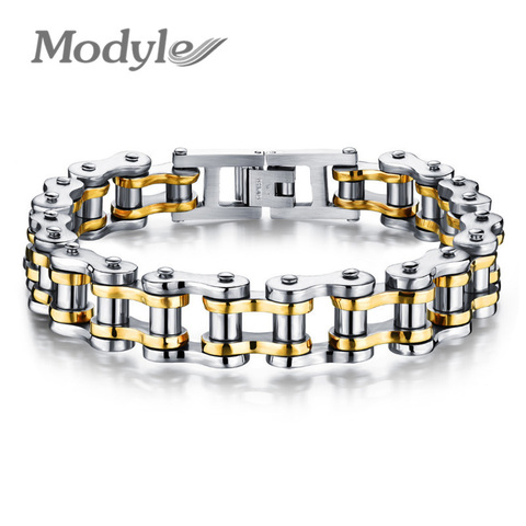 Modyle Biker-pulsera de acero inoxidable para hombre, joyería deportiva a la moda, brazalete de cadena de bicicleta, joyería informal ► Foto 1/6