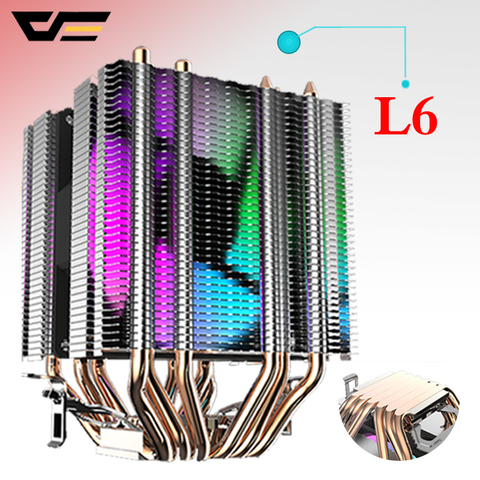Darkflash-enfriador de CPU para ordenador, 6 tubos de calor con ventilador led, 3pin, 90mm, 3 ventiladores, 775/LGA/2011/115x/1366 AM2/AM3 ► Foto 1/5