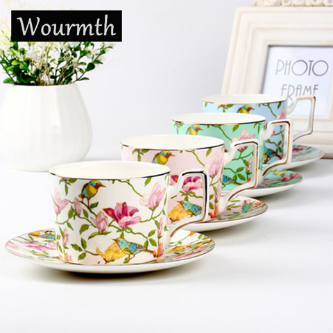 Wourmth 270m lSinple de moda set de tazas de café de cerámica europea de gran capacidad rojo elegante de la calidad de la taza China de hueso taza de té de disco ► Foto 1/4