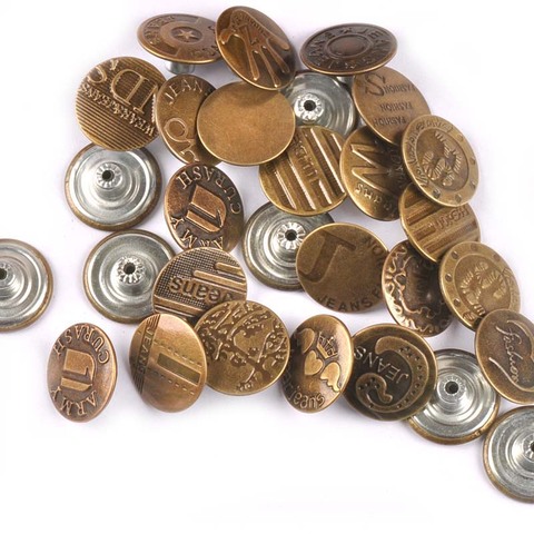 Mezclado al azar botones de Metal Ropa Accesorios de bronce Jean botones para artesanía ropa de costura bolsas 17/20mm 20 unids/set C2173 ► Foto 1/6