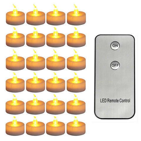 Velas sin llama con Control remoto, candelas con batería incluida, parpadeantes, color ámbar, anniversaire, 2 piezas ► Foto 1/6