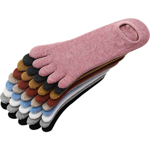5 pares de las mujeres escotado Invisible-mouthed de cinco dedos Calcetines de algodón de la mujer 5 Toe Calcetines ► Foto 1/6