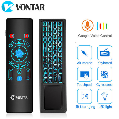 VONTAR T6 Plus 2,4 GHz Fly Air mouse mini teclado inalámbrico 7 colores retroiluminada touchpad de Control remoto para Android X92 x96 TV Box ► Foto 1/5