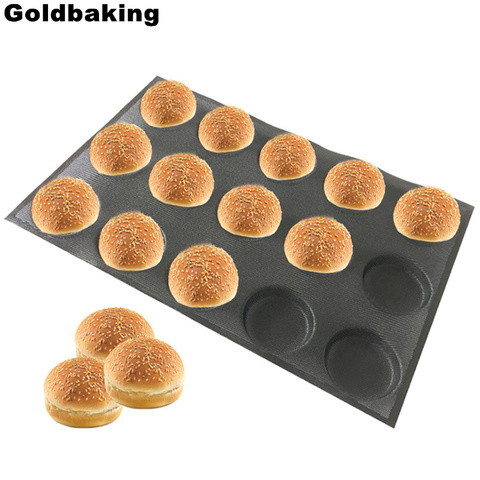 Goldbaking-moldes de silicona antiadherentes para Pan, moldes perforados para hamburguesas, molde para magdalenas ► Foto 1/6
