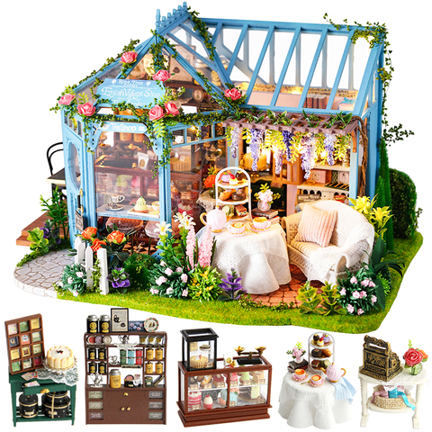 Casa de muñecas CUTEBEE DIY, Casa de muñecas de madera, Casa de muñecas en miniatura, Kit de muebles para Casa, juguetes con luz Led de música para niños, regalo de cumpleaños A68B ► Foto 1/6