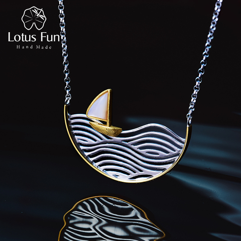 Lotus Fun Real 925 Plata de Ley hecho a mano diseñador fina joyería creativa velero Collar para mujeres Acessorio Collier ► Foto 1/6